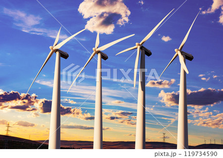 Renewable energy and wind turbines. Renewable energy and wind turbines. 119734590
