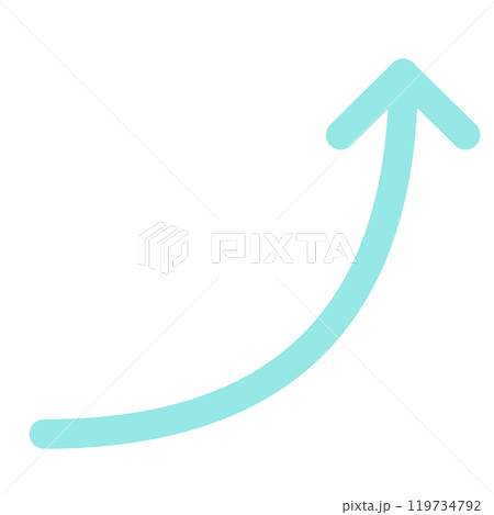 カーブする細めの矢印1（水色） 119734792
