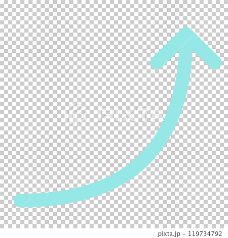 カーブする細めの矢印1（水色） 119734792