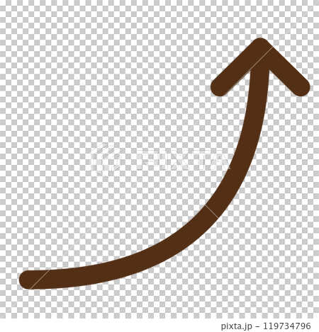 カーブする細めの矢印1(茶色) カーブする細めの矢印1(茶色) 119734796