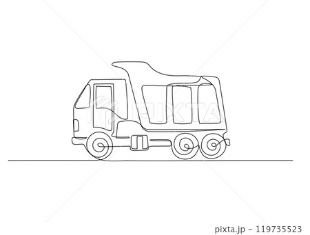 Truck one continuous line illustration. Hand drawn doodle sketch Truck one continuous line illustration. Hand drawn doodle sketch 119735523