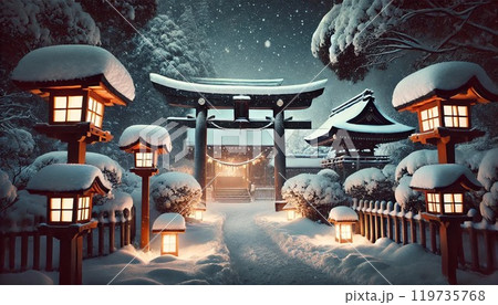 雪の降る夜の清水寺 119735768