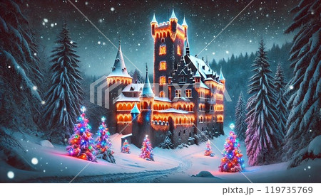 雪降る夜のお城 雪降る夜のお城 119735769