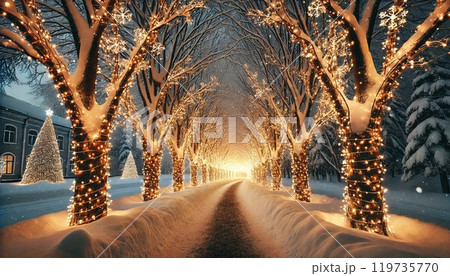 冬の朝の光が降り注ぐ 119735770