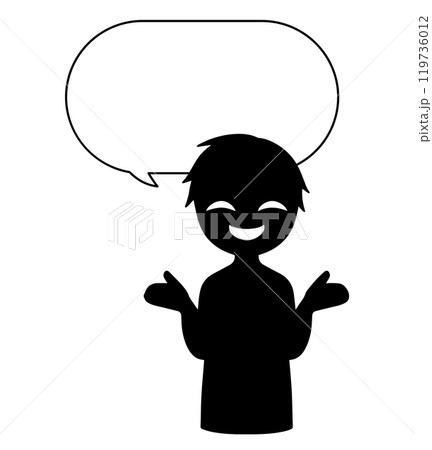 黒色の悪人イメージの人物と吹き出しの素材 黒色の悪人イメージの人物と吹き出しの素材 119736012