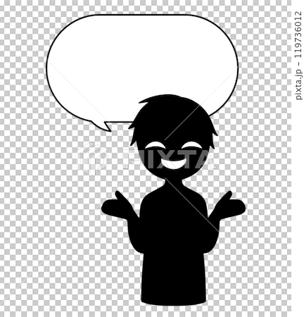 黒色の悪人イメージの人物と吹き出しの素材 黒色の悪人イメージの人物と吹き出しの素材 119736012