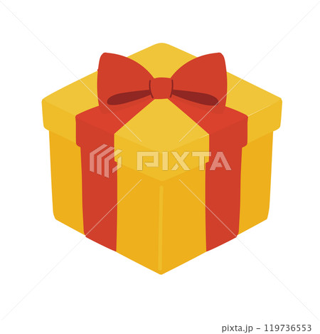 赤いリボンの黄色のプレゼントの箱 119736553