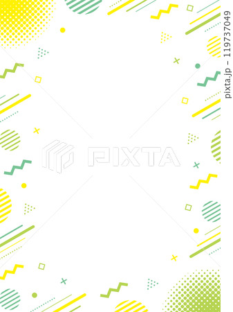 幾何学模様の白背景の縦型のフレームイラスト_緑 119737049