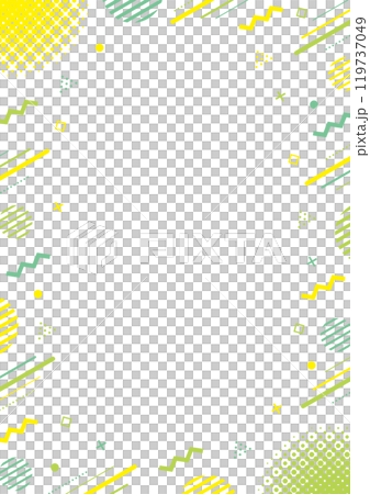 幾何学模様の白背景の縦型のフレームイラスト_緑 119737049