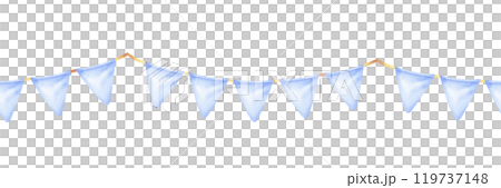 A seamless garland of triangular pennants in soft blue watercolor, perfect for baby showers or birthday celebrations. Hand-drawn design adds a festive and charming touch to any party decor A seamless garland of triangular pennants in soft blue watercolor, perfect for baby showers or birthday celebrations. Hand-drawn design adds a festive and charming touch to any party decor 119737148