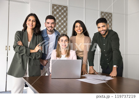 Diverse group of happy business colleagues meeting for partnership 119737219