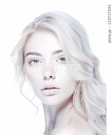 A close-up, portrait of a woman with distinctive and finely detailed features 119737393