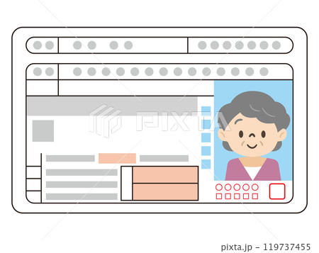 高齢女性の運転免許証 119737455