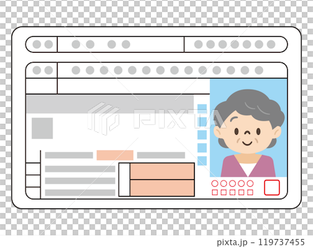 高齢女性の運転免許証 119737455