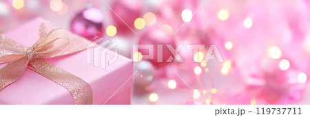 A beautifully wrapped pink gift box with a...のイラスト素材 [119737711] - PIXTA