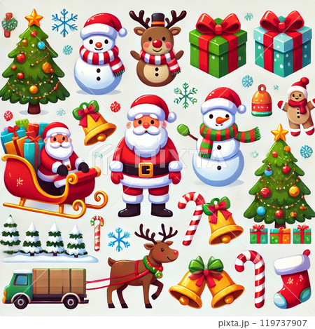 サンタやトナカイのクリスマスのセット 119737907