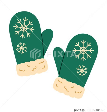 Winter mittens with snowflakes. Flat vector isolated illustration 119738460