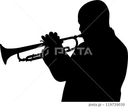 トランペットを吹く男性のベクターイラスト トランペットを吹く男性のベクターイラスト 119739030
