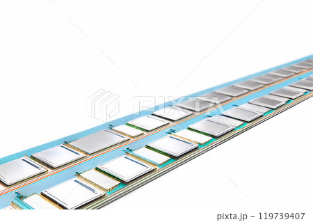 processors production line state of the art microprocessors at conveyor belt. 119739407