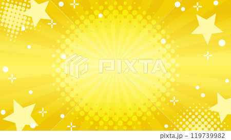 ポップでキラキラした集中線の背景（金色のバナー素材） 119739982
