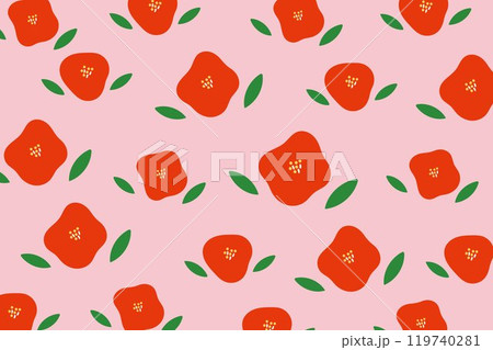 かわいい椿の背景イラスト 119740281