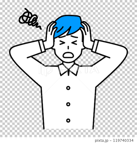 休閒男人抱著頭，擔心 119740334