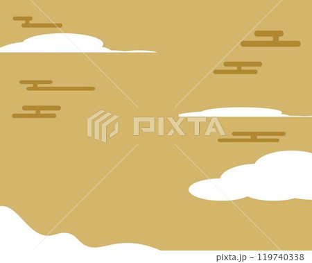 雲と黄色の正月背景。ベクターイラスト 119740338