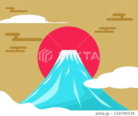 富士山と日の丸の背景。日本の正月、賀正の背景素材。新年。ベクターイラスト 富士山と日の丸の背景。日本の正月、賀正の背景素材。新年。ベクターイラスト 119740339