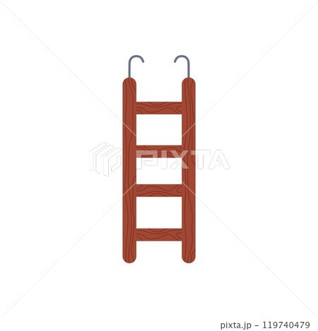 Wooden small ladder for domestic birds vector icon, Zoo accessory for birds cage, cartoon parrots equipment isolated 119740479