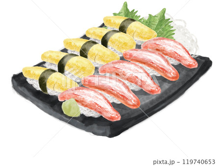 水彩の寿司_セット(蟹・数の子)12_2 水彩の寿司_セット(蟹・数の子)12_2 119740653