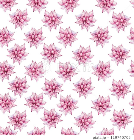 Christmas watercolor seamless pattern - Red poinsettia flowers bouquet, compositions. Romantic retro style. Winter composition, decor. December nature. Illustration foe wallpaper, background, printing 119740703