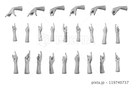 Various hand gestures and signs set, collection of arms, finger symbols isolated on white background Various hand gestures and signs set, collection of arms, finger symbols isolated on white background 119740737
