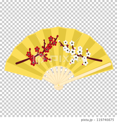 New Year's fan decoration illustration New Year's fan decoration illustration 119740875