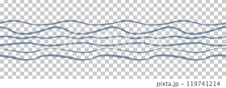 Wave seamless border. Illustration of pattern with sea or marine on isolated background. Drawing of backdrop in pastel blue colors. Ornament with curve lines for nautical design. Striped border Wave seamless border. Illustration of pattern with sea or marine on isolated background. Drawing of backdrop in pastel blue colors. Ornament with curve lines for nautical design. Striped border 119741214