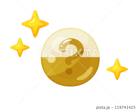 カプセルトイのレアアイテムが入っていそうな金色のカプセルのイラスト カプセルトイのレアアイテムが入っていそうな金色のカプセルのイラスト 119741425