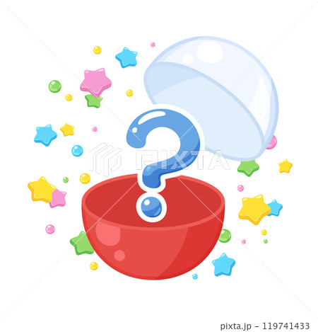 カプセルトイのカプセルからはてなマークの中身が出てくるイラスト カプセルトイのカプセルからはてなマークの中身が出てくるイラスト 119741433