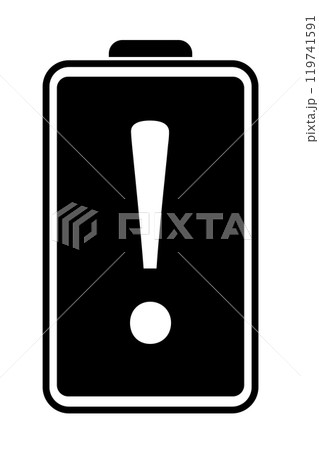 Battery charging vector icon. Charge level indicator. Black and white illustration. Low charge warning 119741591