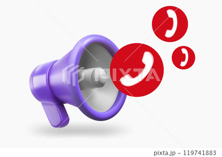 loudspeaker with cellphone icon. 3d vector illustration 119741883