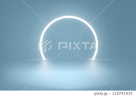 Product design template with showcase and neon frame. 3d vector showcase Product design template with showcase and neon frame. 3d vector showcase 119741935