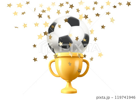 Winner of the game concept. Soccer ball with golden prize. 3d vector illustration 119741946