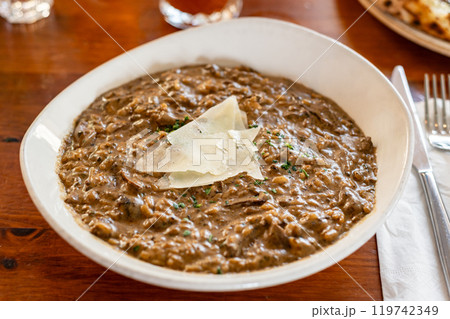 Mushroom Risotto with parmesan cheese 119742349