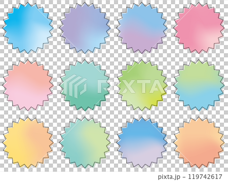 漸變鋸齒狀框架處理設定帶有邊框和陰影的柔和向量 119742617