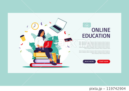 Online education concept. Landing page template. Vector illustration. Flat 119742904