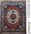 Persian rug with intricate floral and geometric patterns 119743819