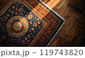 Top-down View of Persian Rug with Floral Motifs 119743820
