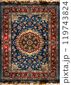 Traditional Persian carpet with bold floral medallion 119743824