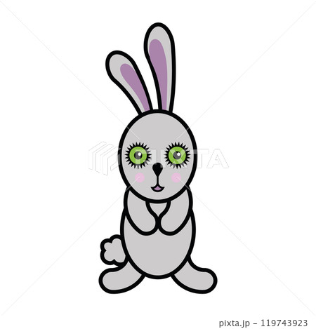 Cartoon Gray bunny, cute toy. Rabbit on white Cartoon Gray bunny, cute toy. Rabbit on white 119743923