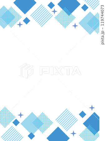 幾何学　フレーム　四角　キラキラ　シンプル　青　水色　縦長	 119744073