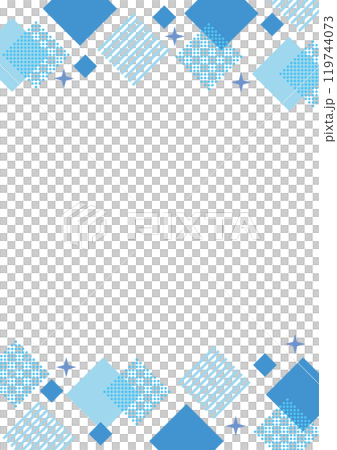 幾何学　フレーム　四角　キラキラ　シンプル　青　水色　縦長	 119744073