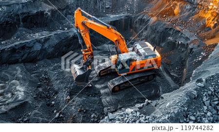 Excavator in a stone quarry 119744282